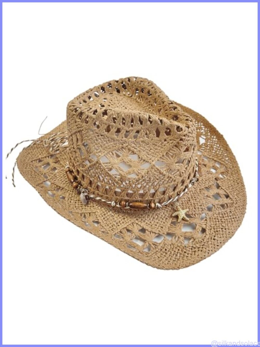 Straw Cowboy Hat Wide Brim Western Sun Protection Breathable